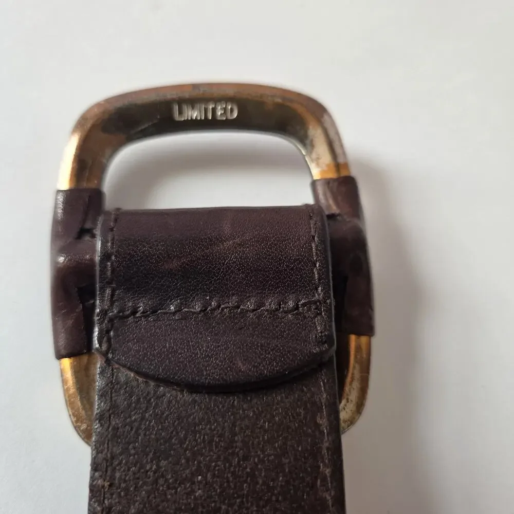 The Limited Italian Leather Western Slide Buckle Brown Cinch Belt Large